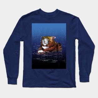 rainy wet tuxedo cat Long Sleeve T-Shirt